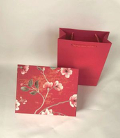 紅色禮物盒喜慶禮品盒睡衣禮盒空盒高級感年會禮盒生日盒子包裝盒胭脂紅裸盒（無蝴蝶結）+紅色禮袋加大號37*28*9釐米