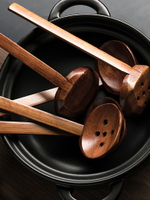 日式味千拉面日本勺子湯勺火鍋小漏勺套裝木頭木勺子長柄湯匙木制