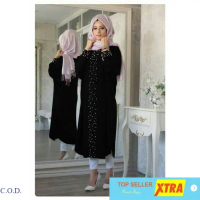 Baju Tunik Kaftan azizah black IO Kaftan Wanita khosebo Black Kekinian@@ Fit Muslim Mutiara Gamis