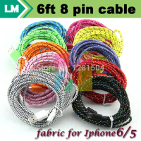 500pcs/lot 2M 6FT Fabric Braided Cable Nylon Data Sync Charging Cord for iPhone 13 Mini 11 12 Pro XS Max XR X 8 7 6 Plus 5 iPad