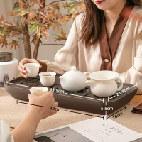 茶盤 木茶盤 茶盤家用小型托盤子長方形茶具2021新款輕奢現代茶几圓形瀝水簡易【HH14900】