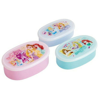 小禮堂 迪士尼 公主 日製 橢圓形保鮮盒組 便當盒 食物盒 餐盒 (3入 紫 禮服)