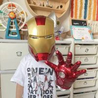 2024 Hot Marvel Avengers Iron Man Helmet Cosplay 1/1 Light Led Ironman Mask Pvc Action Figures Toys Children Adult Birthday Gift