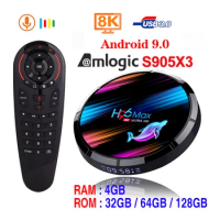 H96 MAX X3 Smart TV Box Android 9.0 4GB 128GB Amlogic S905X3 2.4G/5G WIFI BT 1000M 8K Google Media Play H96Max Android TV Box