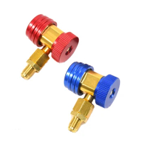 NEW R134a Quick Coupler Adapter Adjustable High Low AC Freon Manifold Gauge Hose Conversion kit 1/4 SAE HVAC 1/4 Inch Male