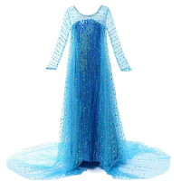 Disney Kids Frozen Elsa Costumes Dresses for Girls Frozen Elsa Princess Cosplay Costume Dress Children Halloween Party Clothing