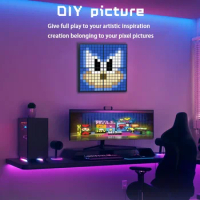 4 in1 LED Splicing Pixel Display Music Sync Ambient Light DIY Text Pattern Bluetooth APP Control for Gaming Room TV Wall Decor