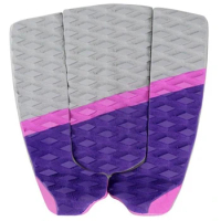 NEW-Surfboard Traction Pad - 3 Piece Surf Board &amp; Skimboard Stomp Foot Pad - Maximum Kick Tail Deck Grip For Surfing