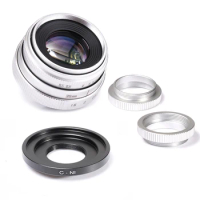 Silver Mini 35mm f/1.6 APS-C CCTV Lens+adapter ring+2 Macro Ring for NIKON1 Mirroless Camera J1/J2/J3/J4/J5