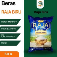 BERAS RAJA BIRU 5 KG BERAS MEDIUM PUTIH PULEN HARGA TERJANGKAU