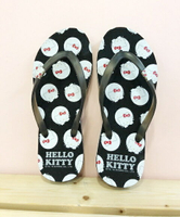 【震撼精品百貨】Hello Kitty 凱蒂貓 台灣製Hello kitty正版成人夾腳拖鞋-黑色原點#16049 震撼日式精品百貨