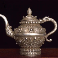 Old Tibet antique silver dragon teapot,Bat,Hand carved crafts,Decoration,collection &amp;Adornment,Free shipping