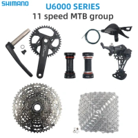 SHIMANO CUES U6000 11S Mountain Bike 1X11V Groupset CN-LG500-11S CS-LG400 11S-50T U6000 SL+RD FC170/175MM 32T 11V MTB K7 KIT