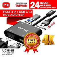 PX UCH14 Type C 3.1 to HDMI VGA USB Hub Converter Adaptor 4 in 1 4K
