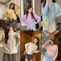 BY IRA (406211)conycolours | pastel cardigan เสื้อกันหนาวไหมพรมคาร์ดิแกนแขนยาวคอกลมผ้าถักแบบนิ่ม เข้