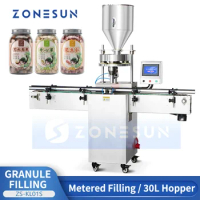 ZONESUN Automatic Volumetric Rotary Cup Granule Filling Machine 30L Hopper Peanuts Snacks Rice Packaging Equipment ZS-KL01S
