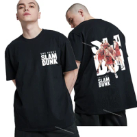 Anime Slam Dunk Shirts Shohoku Basket Ball Team Cotton T Shirt Sakuragi Hanamichi Print T Shirts Oversized Men Short Sleeve