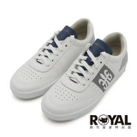【手刀下單🤩滿額折扣進行中~~】 Royal Elastics 白灰藍 頂級牛皮 透氣 鞋帶款 休閒鞋 男款 NO.B2849【08121-058】