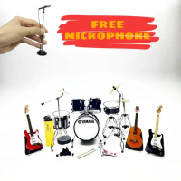 miniatur drum set YAMAHA 1/12 plus miniatur gitar 3 pcs cocok untuk pajangan