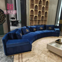 Italian minimalist semi-circular fabric sofa sales office villa living room reception negotiation hall high-end furniture