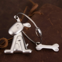三慕 鋼絲小狗鑰匙扣 創意汽車鑰匙鏈掛件 金屬鑰匙圈