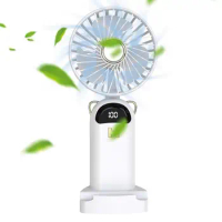 Mini Portable Fan Personal Folding Small Fan USB 5 Speed Cute Design Powerful Eyelash Fan LED Display Lightweight Makeup Fan For