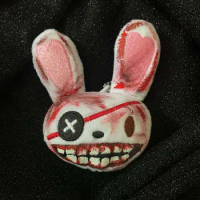 Punk Style Halloween Key Ring Scary One-Eyed Rabbit Keychain Bloody Animal Bag Pendant Couple Fashion Jewelry