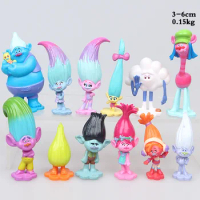 12 Pcs/Set 3-6CM Cartoon Character Trolls Branch Critter Skitter Trolls Children PVC Model Action Figure Toy Kids Christmas Gift