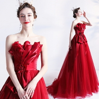 紅色新娘結婚敬酒服 大合唱服演出服合唱團紅歌比賽服裝禮服17188