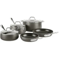 Nonstick Cookware Set 8 Piece Induction Oven Broiler Safe 500F, Lid Safe 350F Pots and Pans Black