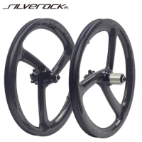 SILVEROCK Carbon Trispoke Wheels 20" 1 1/8" 451 Disc Brake Tri Spoke for TERN JAVA FNHON Minivelo Folding Bike 3 Spoke Wheelset