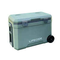 【LIFECODE】冰島-拉輪式45L保冰桶/保溫箱-附2個冰磚 2色可選-薄荷綠