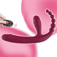Strapless Strapon Dildo Vibrators Sex Toy for Women Lesbian Strapon Dildo Butt Plug Vibrator Double Dildo Toys for Adult