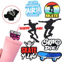 1PCS I love skate Straw Topper skater girl life Chute Board straw toppers for tumbler drink cover straw Tip straw accessories