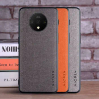 Textile Leather Case for Oneplus 7T soft TPU with back hard PC material camera protection design cover