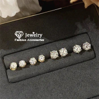 CC Zirconia Stud Earrings For Women White Stone Wedding Engagement Party Accessories Daily Wear Fashion Jewelry CCE598