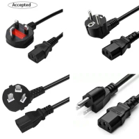 1.5M IEC Power Cord UK/EU/CN/US 3 Plug Universal Power Cord Cable For Dell Computer PC Monitor HP Printer TV Projector