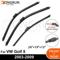 Car Windshield Windscreen Front Rear Wiper Blade Rubber Accessories For VW Golf 5 24"19"13" 2003 - 2004 2005 2006 2007 2008 2009