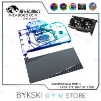 Bykski GPU Water Block for EVGA RTX 3060 XC 12GB Graphics Card with Backplane,VGA Copper Radiator 12V/5V M/B SYNC