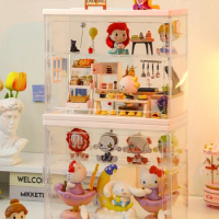 Action Figures Storage Box Dust-proof Small Doll Display Cabinet Toy Organizer Save Desktop Space HD Clear Bin Display for Home