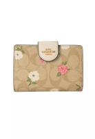 Coach COACH 皮革女裝摺叠鈕扣錢包 (CR968) - IM /LIGHT KHAKI CHALK MULTI