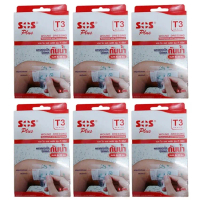 SOS Plus T3 พลาสเตอร์ปิดแผลแบบใส กันน้ำ ขนาด 6 x 10 ซม. 2แผ่น/กล่อง (6กล่อง)