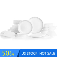 Corelle Vitrelle 78-Piece Service for 12 Dinnerware Set, Triple Layer Glass and Chip Resistant