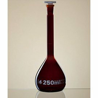 《德國 LMS》茶色 定量瓶 A級 50ML 【1支】 實驗儀器 玻璃容器 AMBER VOLUMETRIC FLASK CLASS A