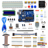 Adeept Starter Kit for Arduino UNO R3, LCD1602, Breadboard, DC Motor with Guide and C Code