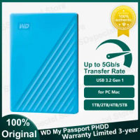 Original Western Digital WD My Passport External HDD 1TB 2TB 4TB 5TB USB 3.2 Gen 1 Hard Disk Mobile Storage Drive for PC Mac