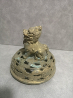日本回流銅器香爐蓋子獅子鈕香爐蓋子，尺寸高7直徑9.3內圈直