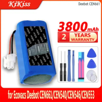 KiKiss High Capacity Battery 3800mAh for Ecovacs Deebot CEN661/CEN540/CEN546/CEN553 Vacuum Robot Bateria