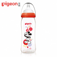 【Pigeon 貝親】寬口母乳實感玻璃奶瓶-米奇紀念款(240ml)