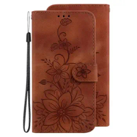 Lily Floral Leather Flip Case For Motorola Moto G53 G13 G73 G23 G72 E22 E22i Edge 30 Ultra X30 Pro G32 G42 G52J G62 Cover